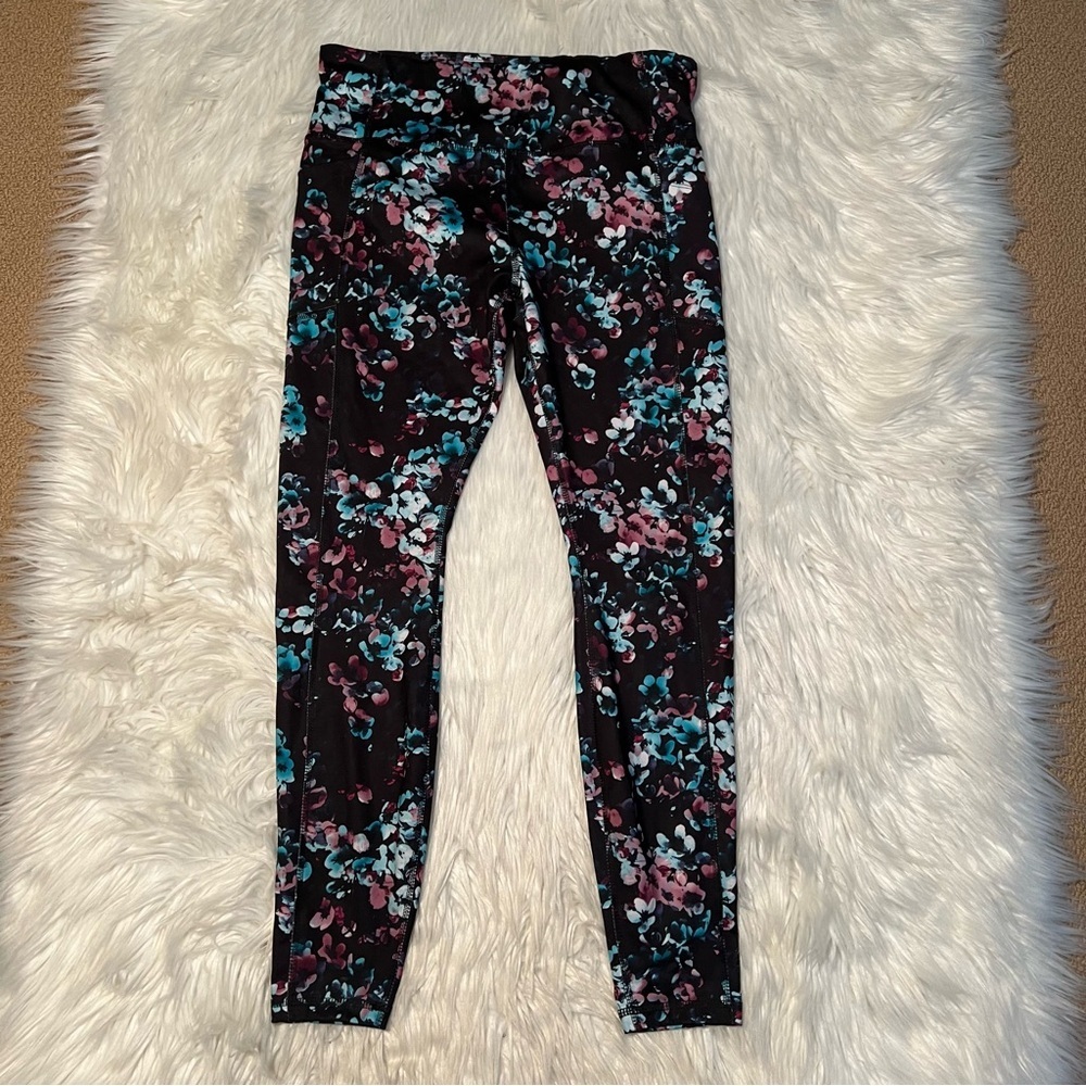 Avia Active Core Performance Legging Black Floral L 12-14 - Picture 3 of 11